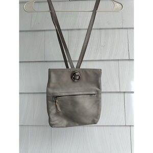 Eileen Fisher Leather Gypsm Mini‎ Pack Backpack Metallic Gray